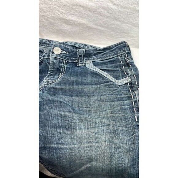 MEK St Louis Boot CutJeans SZ 26/32 DISTRESSED BoHo Festival Biker Clubwear - Picture 5 of 12